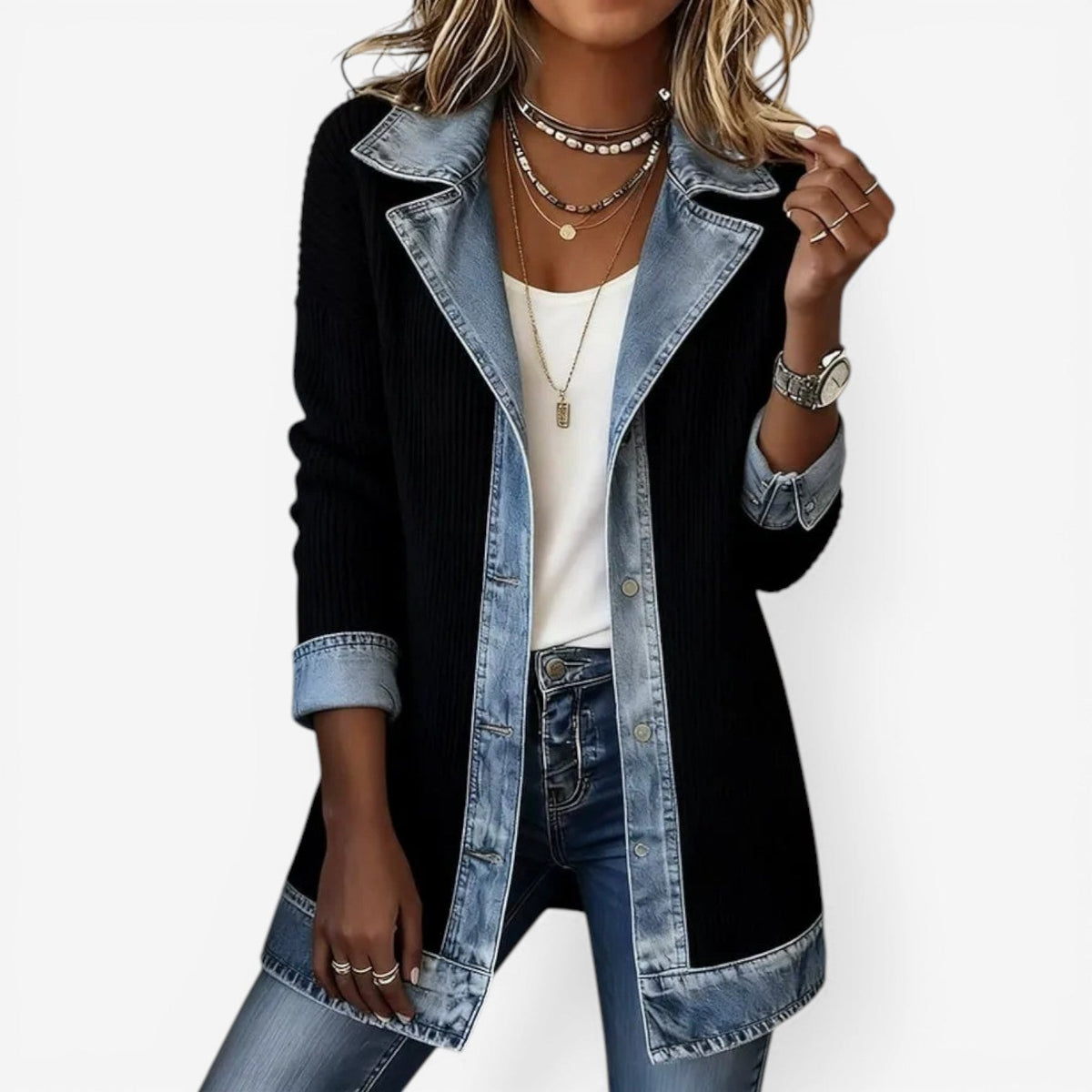 Emilia™ blandet denimjakke