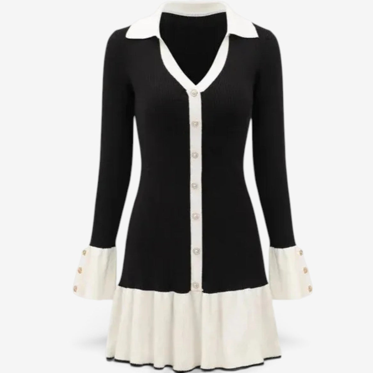 Guilla™ Ribbet strik minikjole