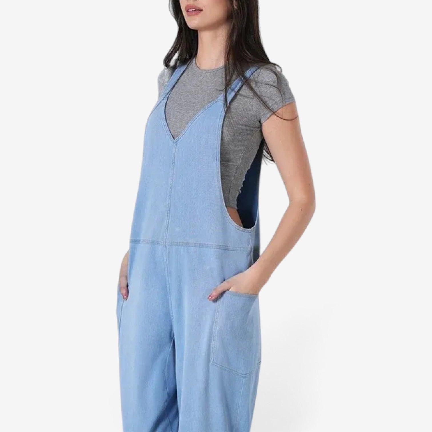 Zelah™ Denim overall med vide ben