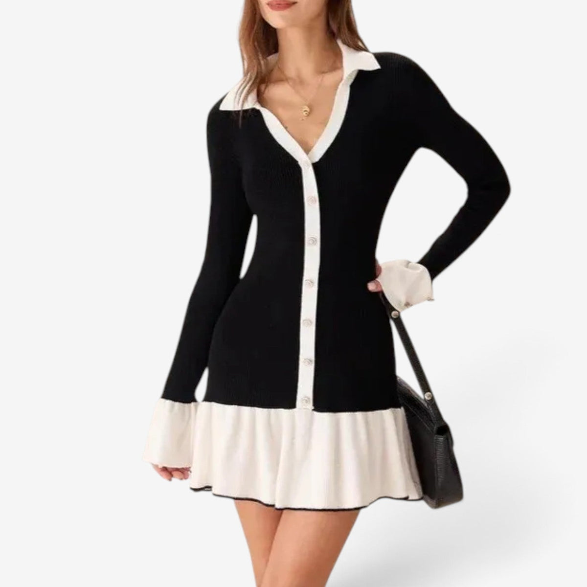 Guilla™ Ribbet strik minikjole