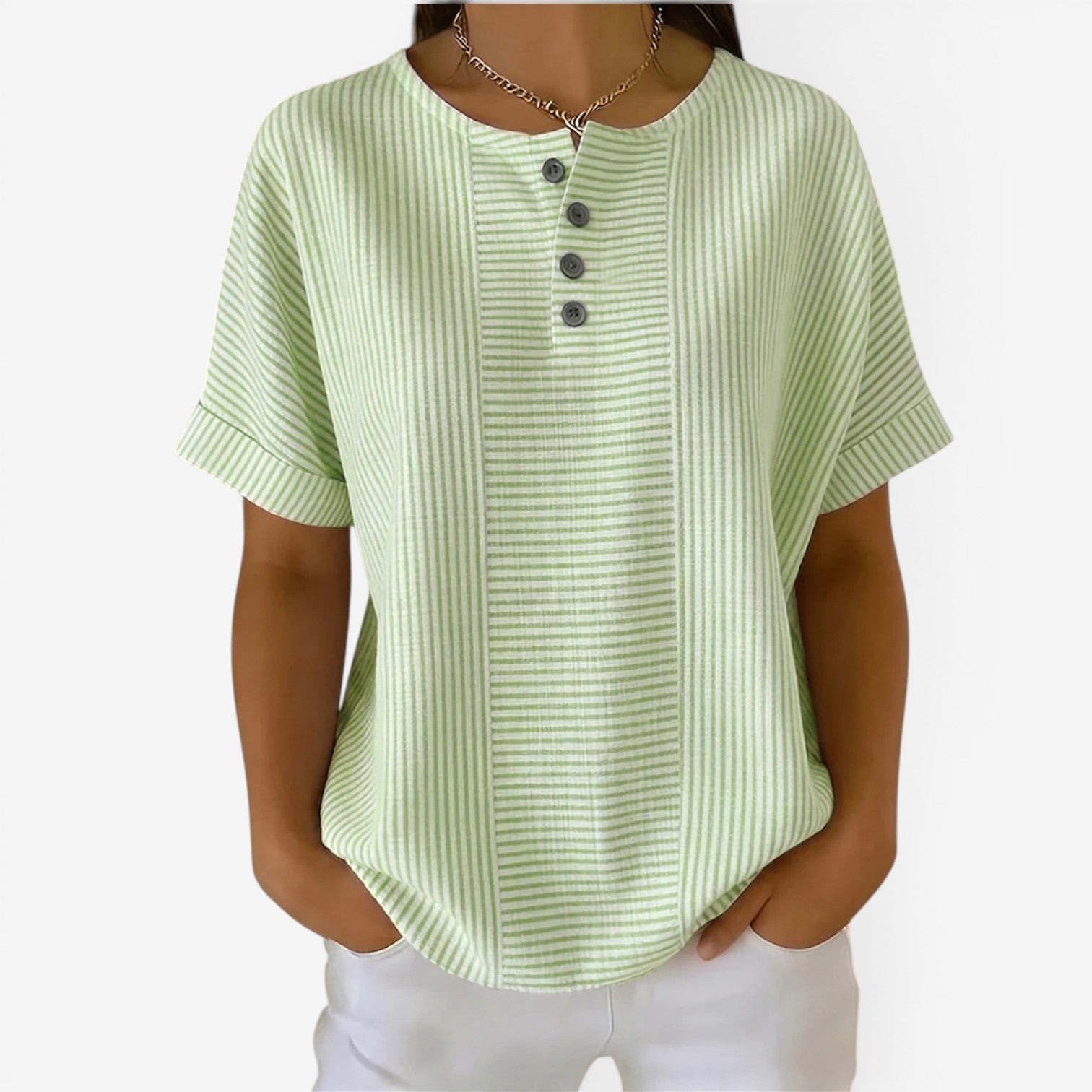 Danica™ Afslappet stribet bluse