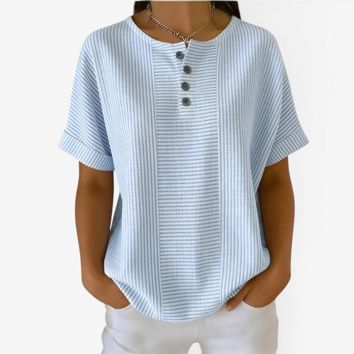 Danica™ Afslappet stribet bluse