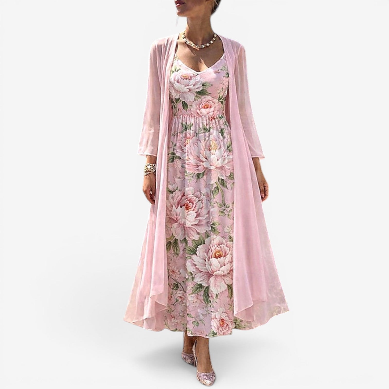 Olivia™ Lang blomstret kjole