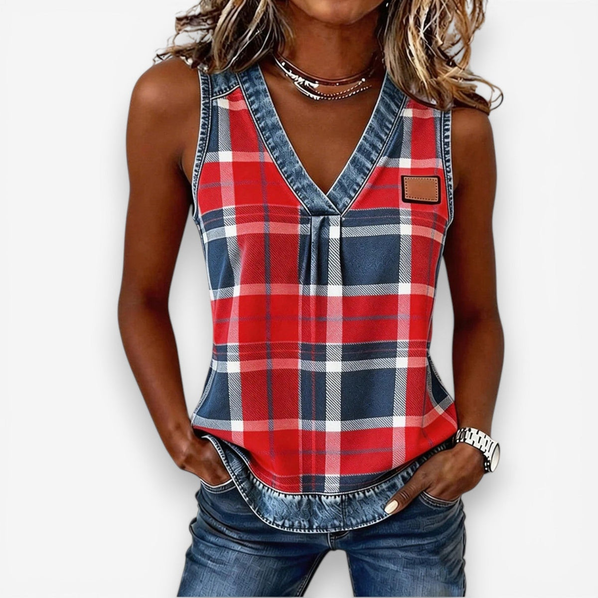 Nikki™ Tartan ærmeløs top