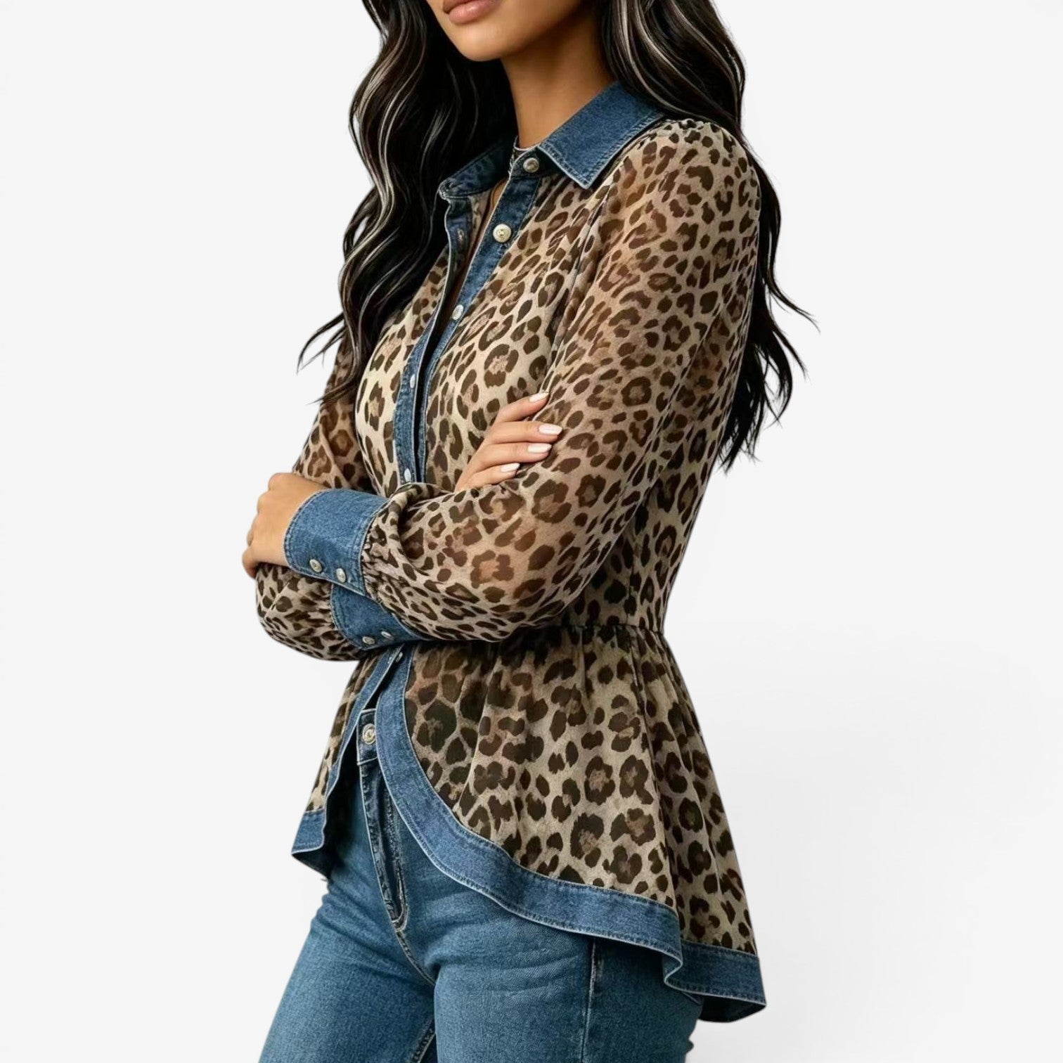 Laura™ Leopard-peplumbluse