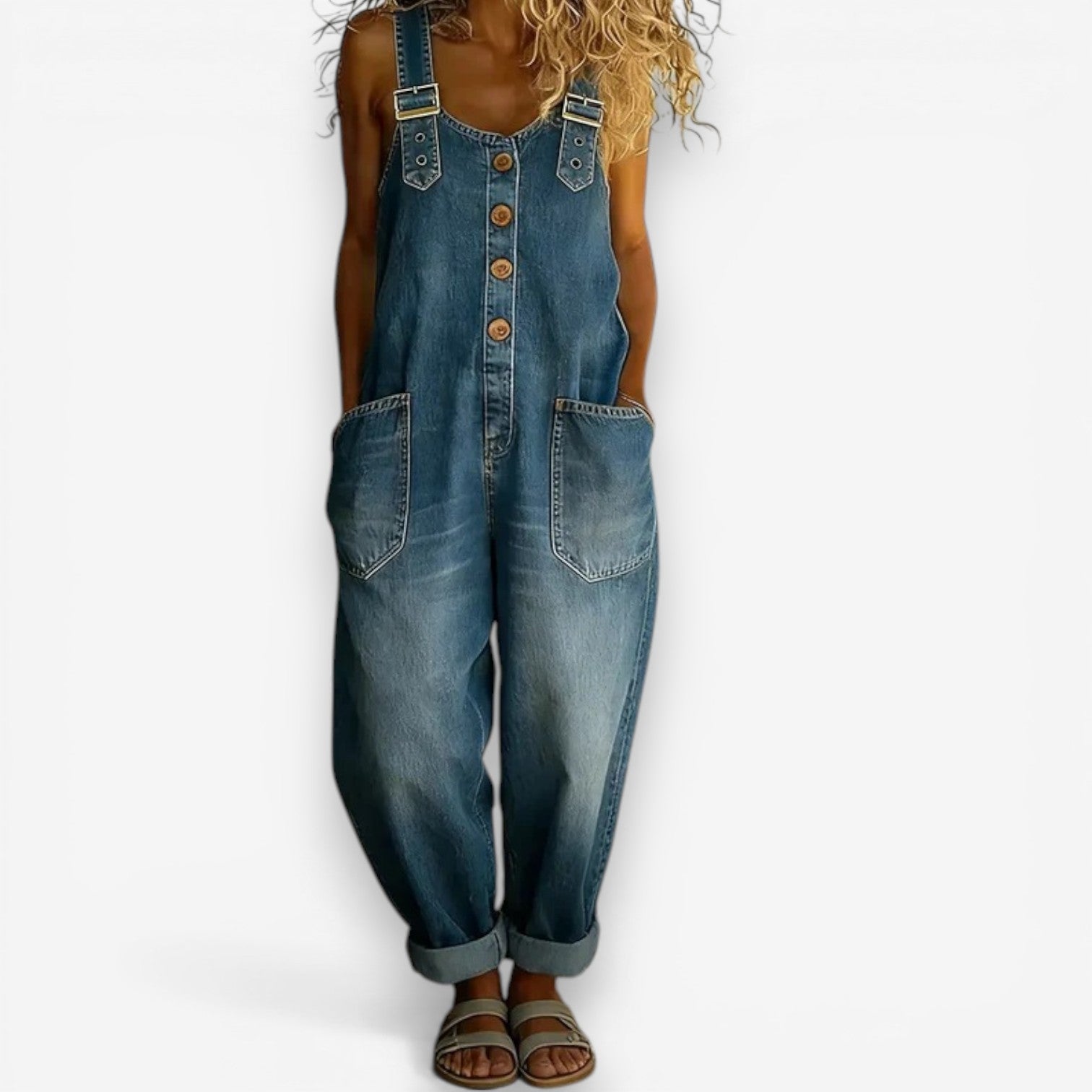 Cecilie™ brede denim overalls