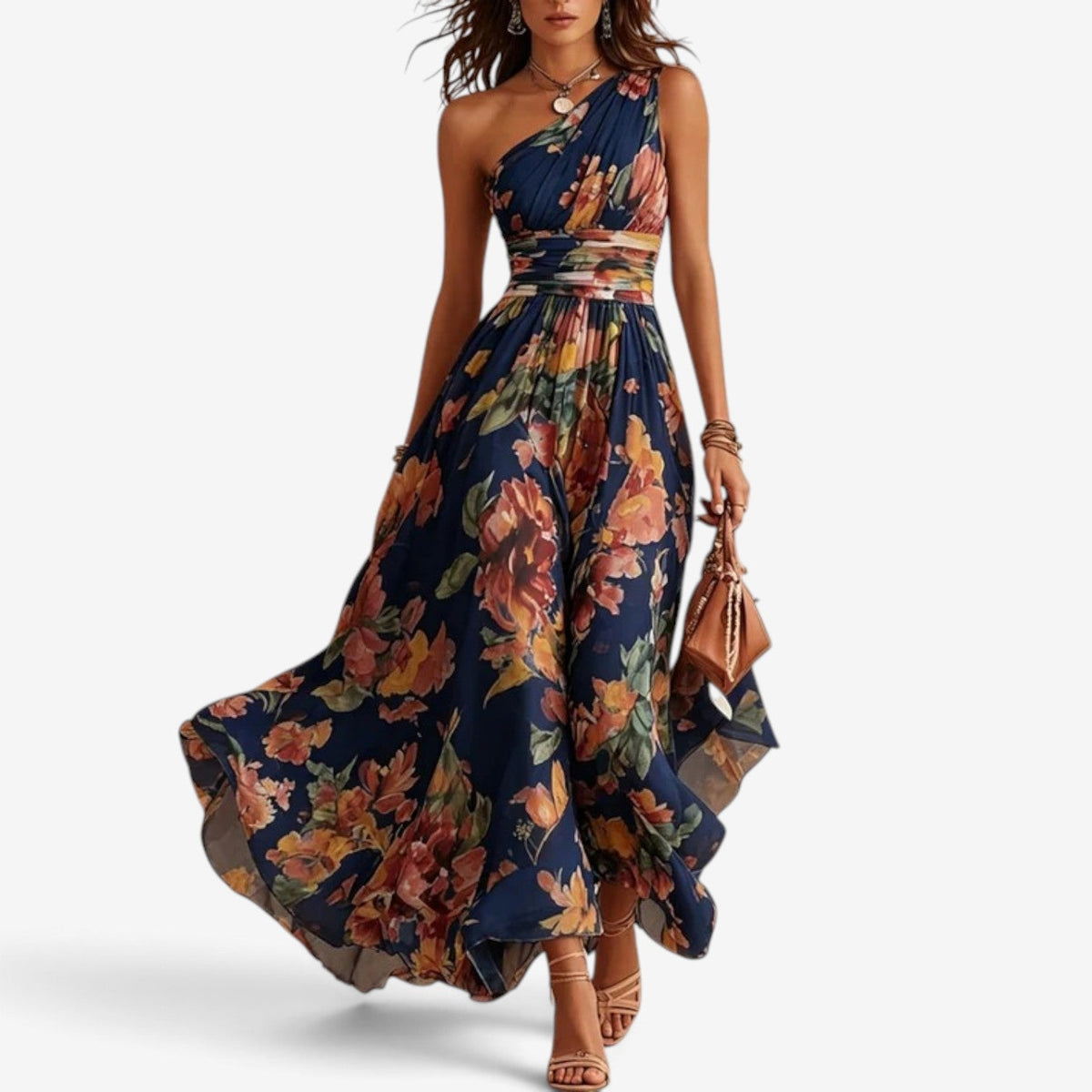 Harlene™ Blomstret chiffon maxikjole
