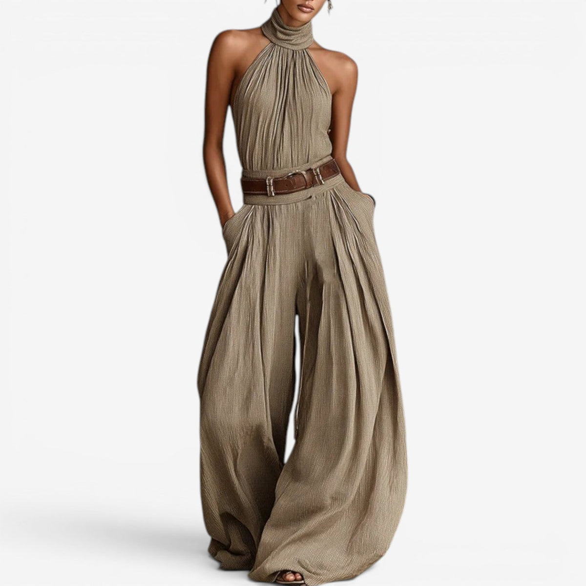 Katrine™ Flydende jumpsuit med halsudskæring
