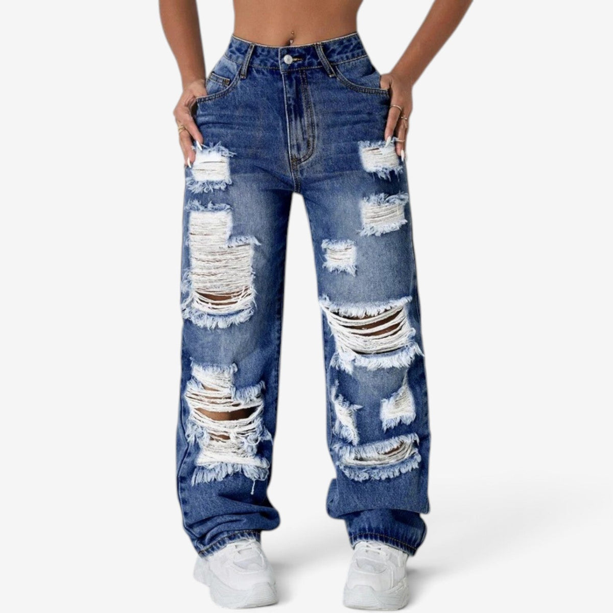 Jenna™ Højtaljede baggy jeans