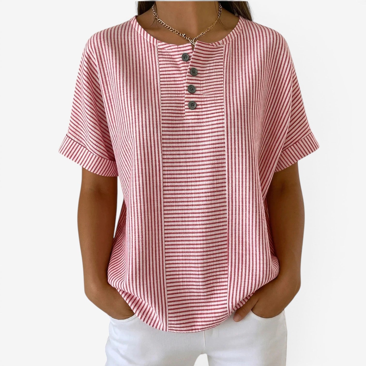Danica™ Afslappet stribet bluse