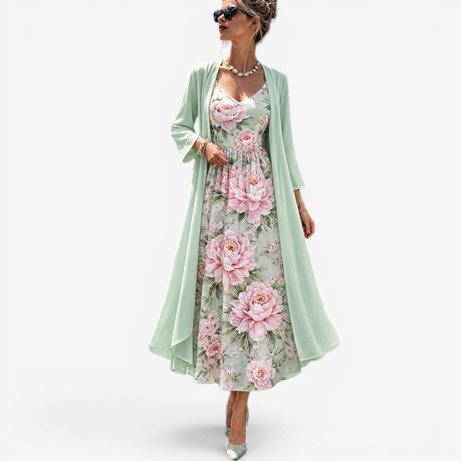 Olivia™ Lang blomstret kjole