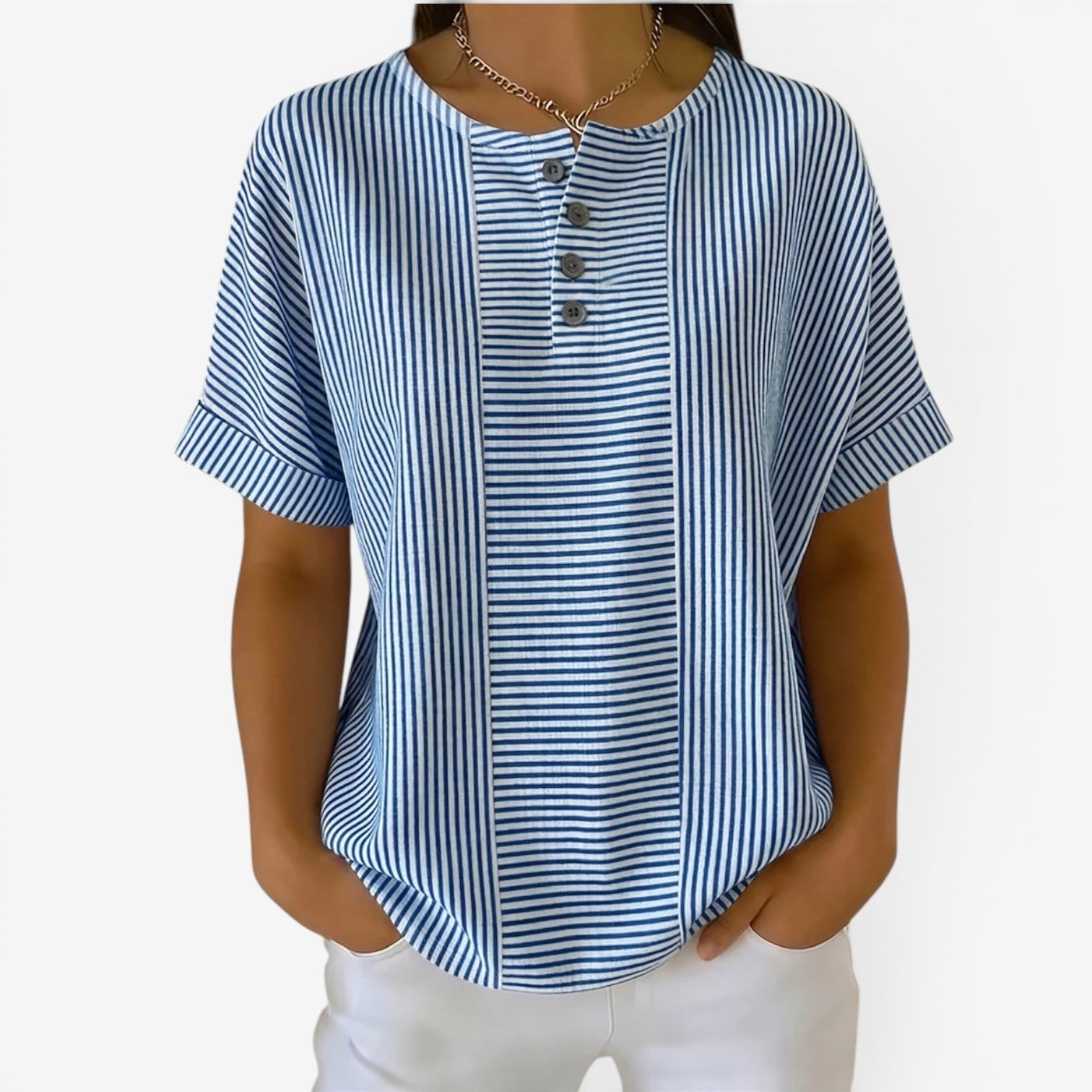 Danica™ Afslappet stribet bluse
