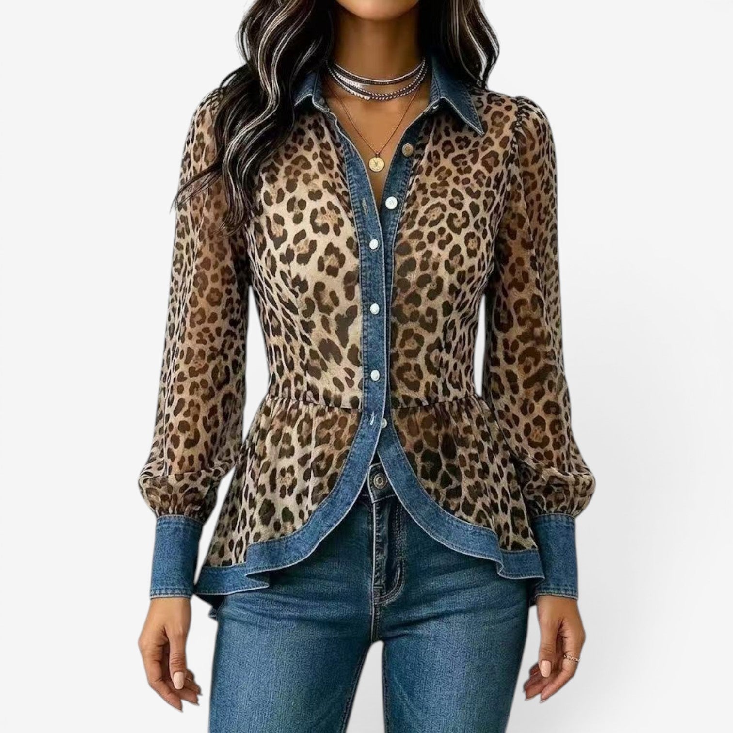 Laura™ Leopard-peplumbluse