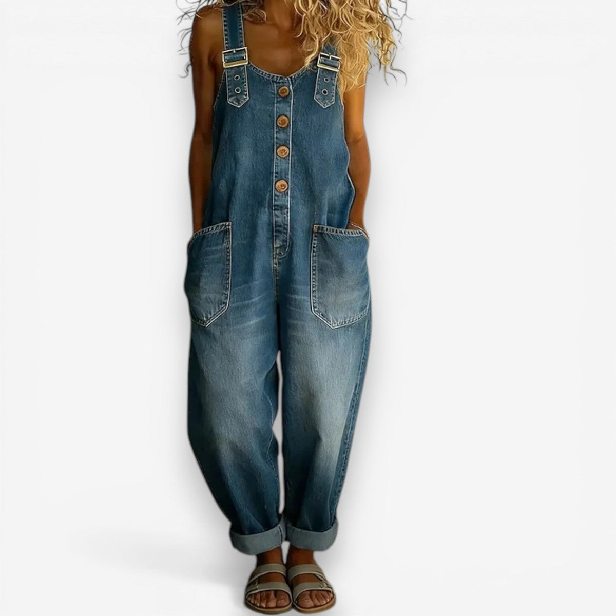 Cecilie™ brede denim overalls