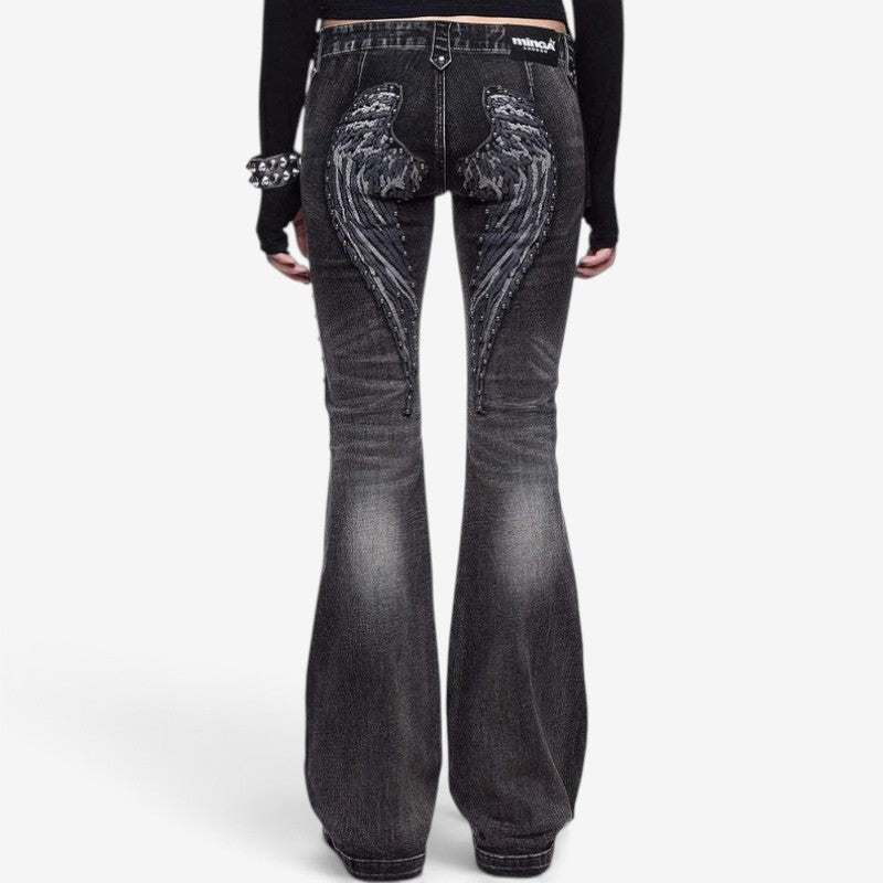 Antonette™ Jeans med englevinge-udstyr og flare-snit
