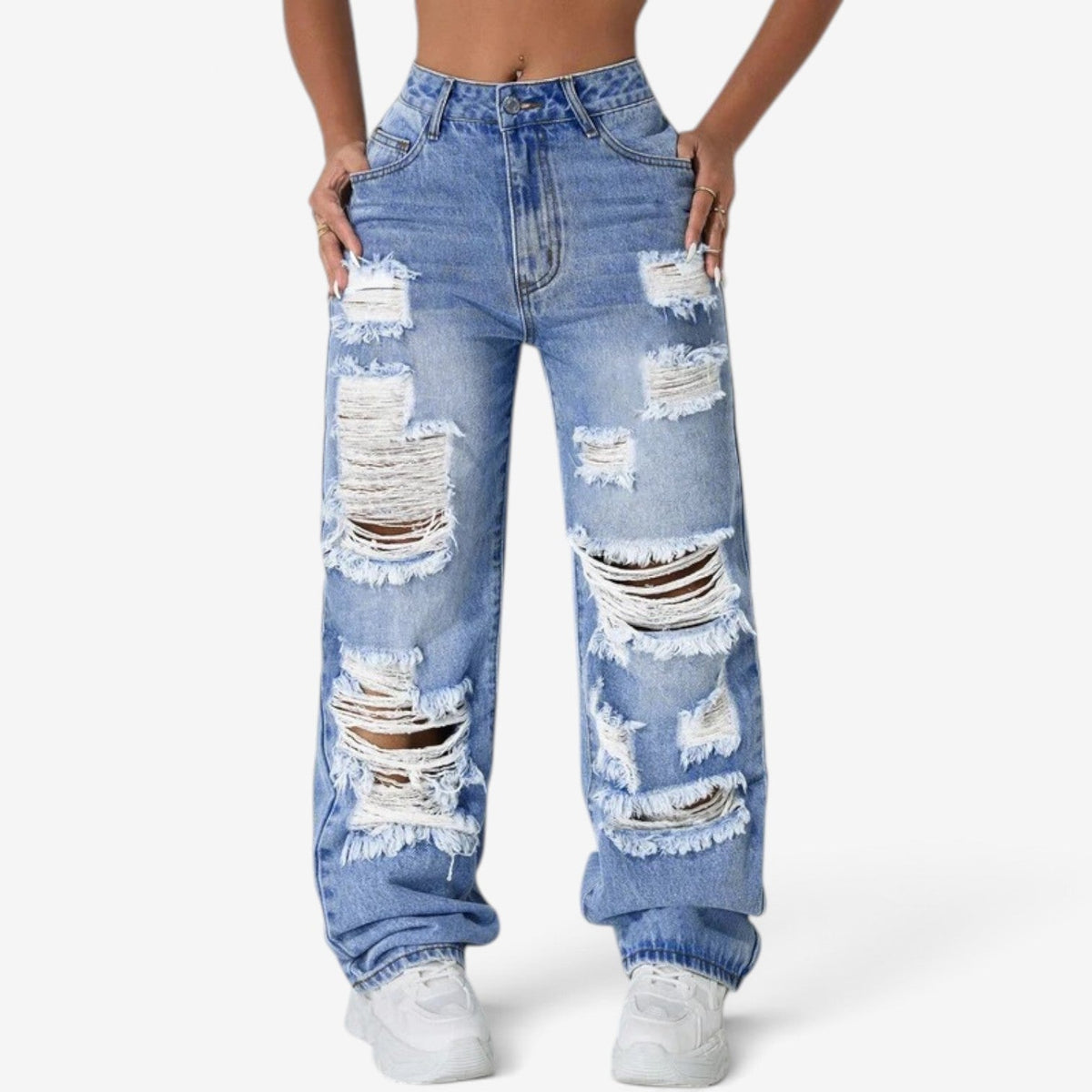 Jenna™ Højtaljede baggy jeans