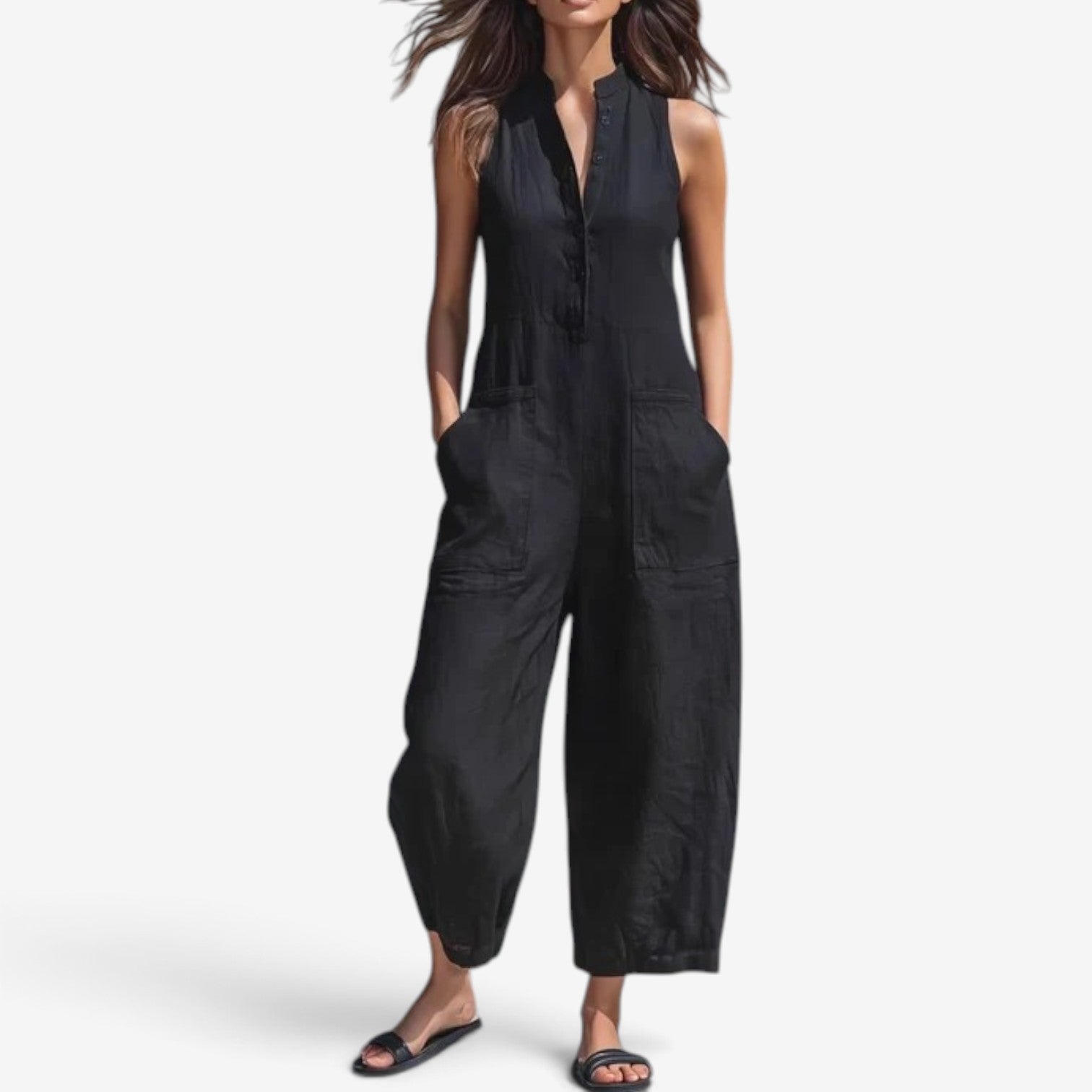 Georgia™ Ærmeløs jumpsuit med vide ben