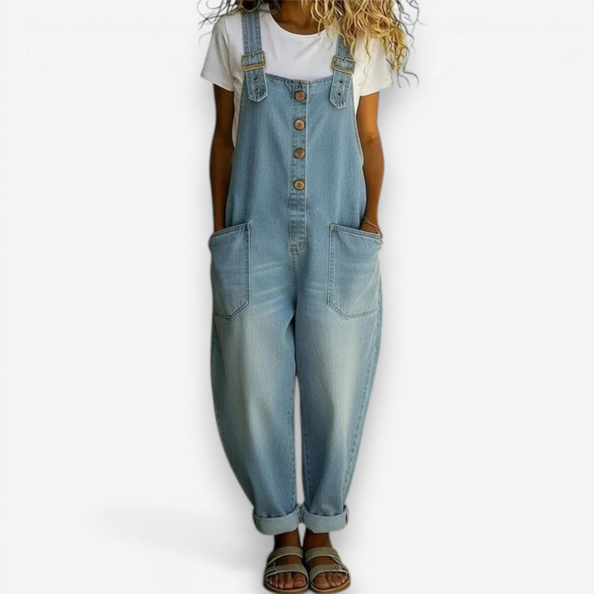 Cecilie™ brede denim overalls
