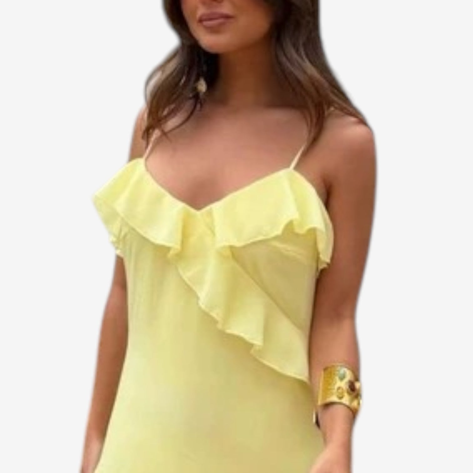 Adel™ Maxikjole med flæser i chiffon