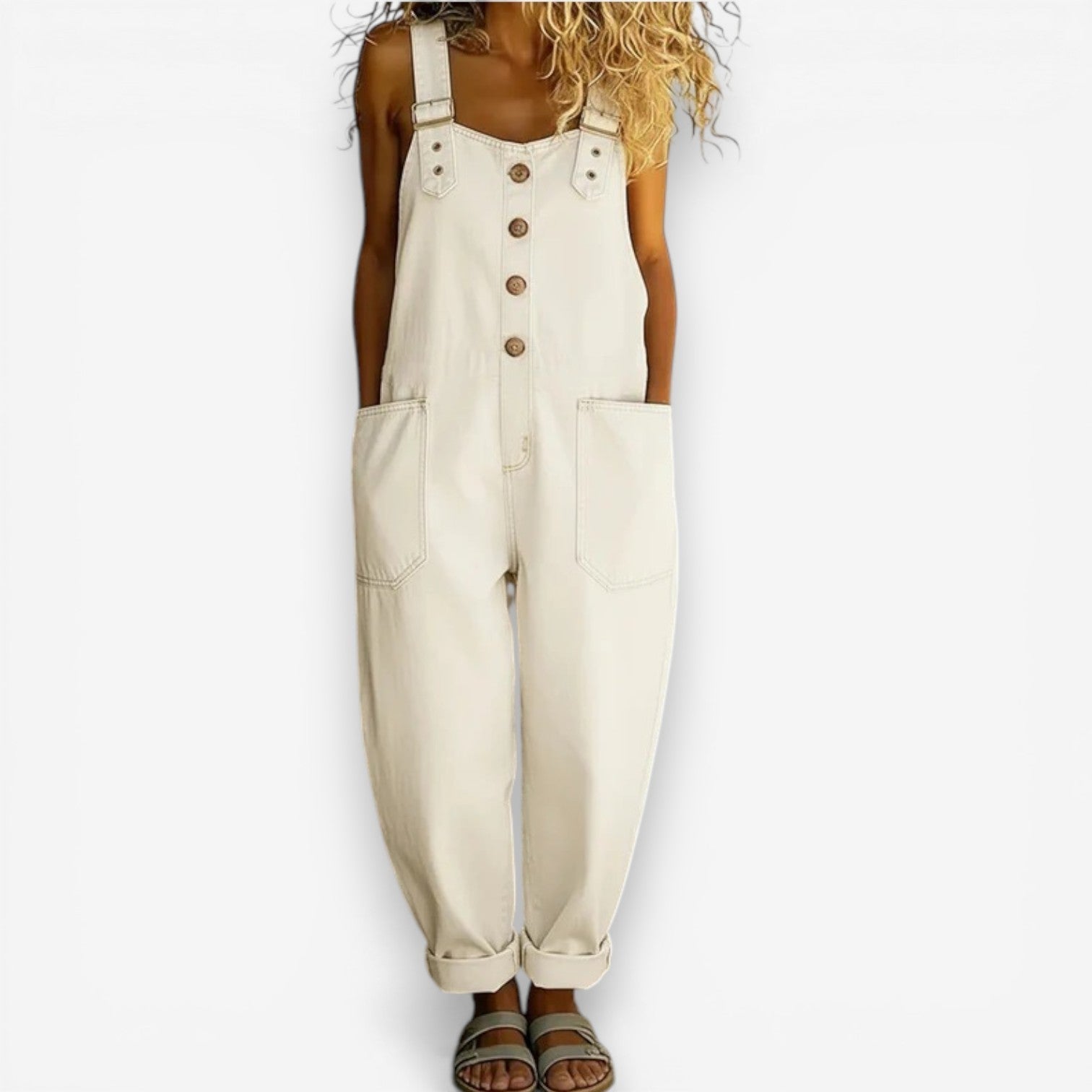 Cecilie™ brede denim overalls