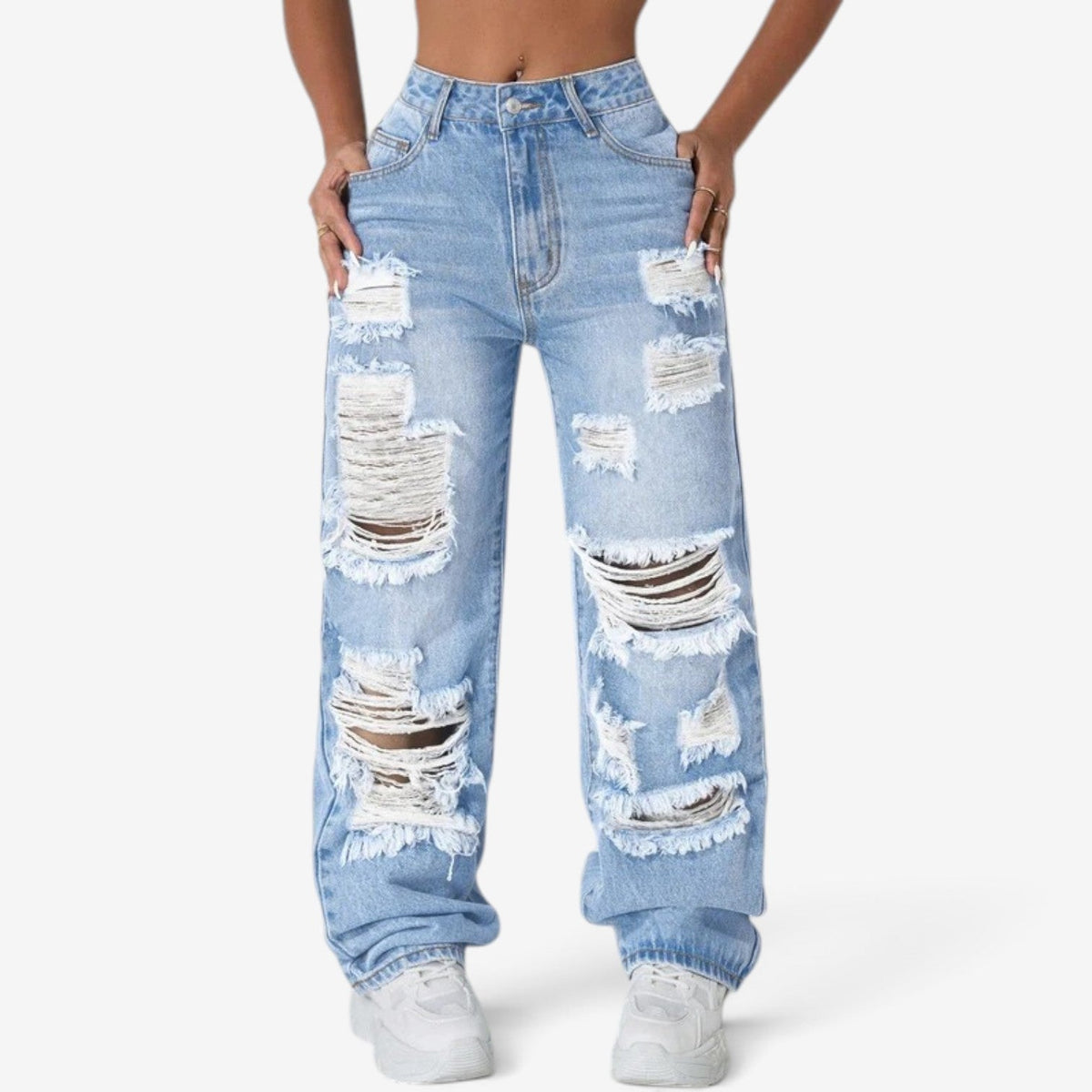 Jenna™ Højtaljede baggy jeans