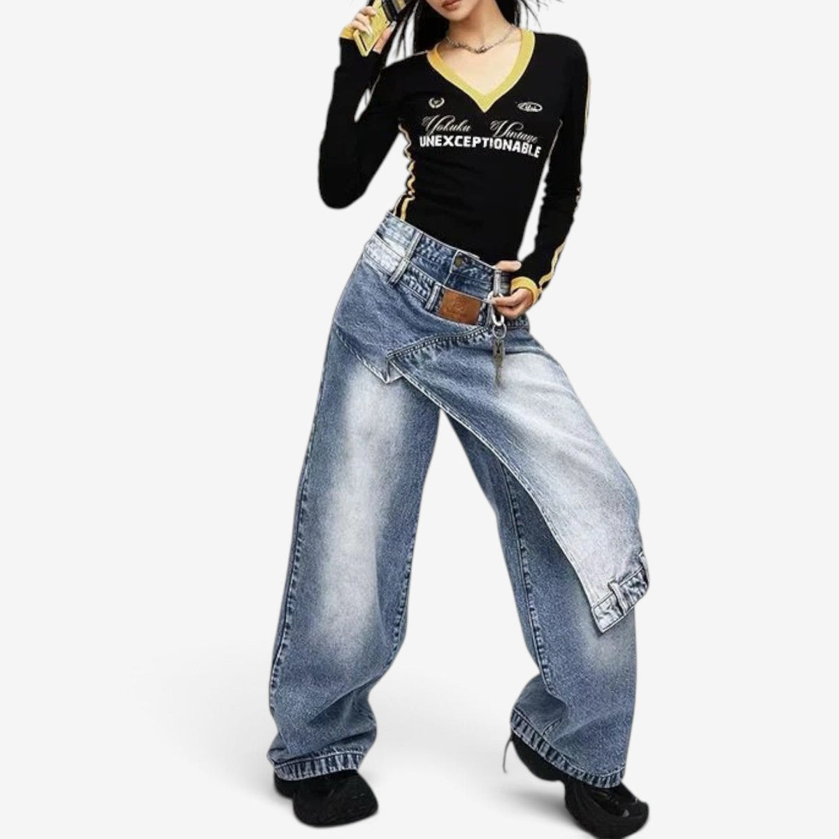 Milly™ Talje baggy jeans med vide ben