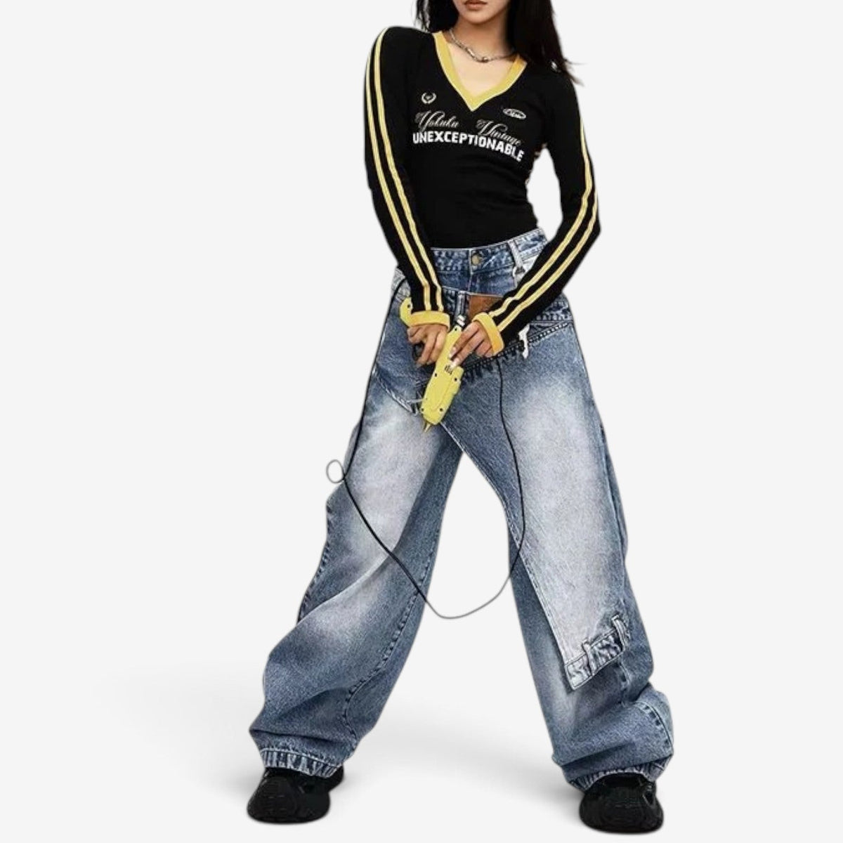 Milly™ Talje baggy jeans med vide ben