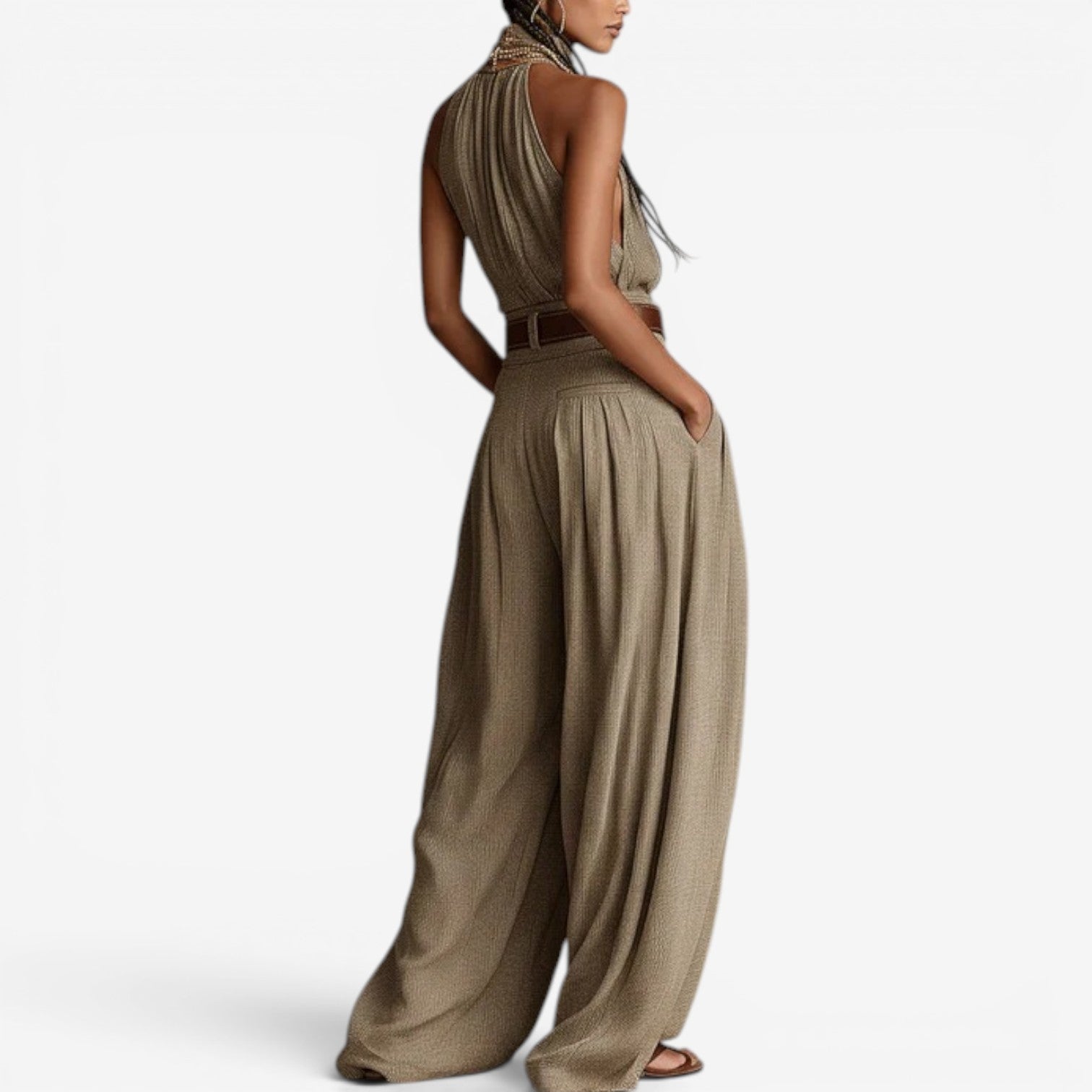 Katrine™ Flydende jumpsuit med halsudskæring