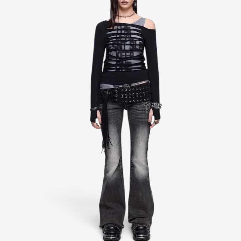 Antonette™ Jeans med englevinge-udstyr og flare-snit
