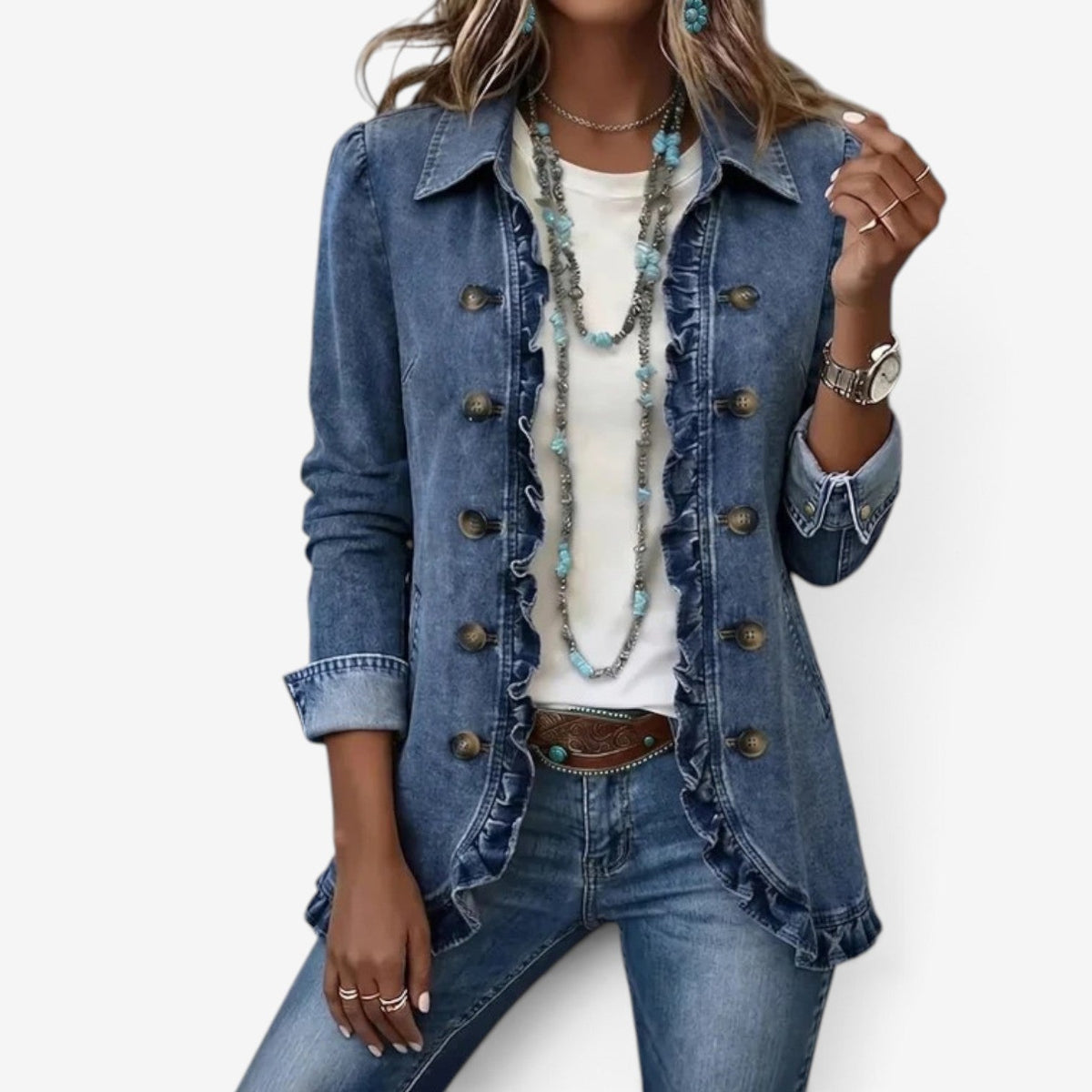 Shelaine™ Blomsterblazer med flæser