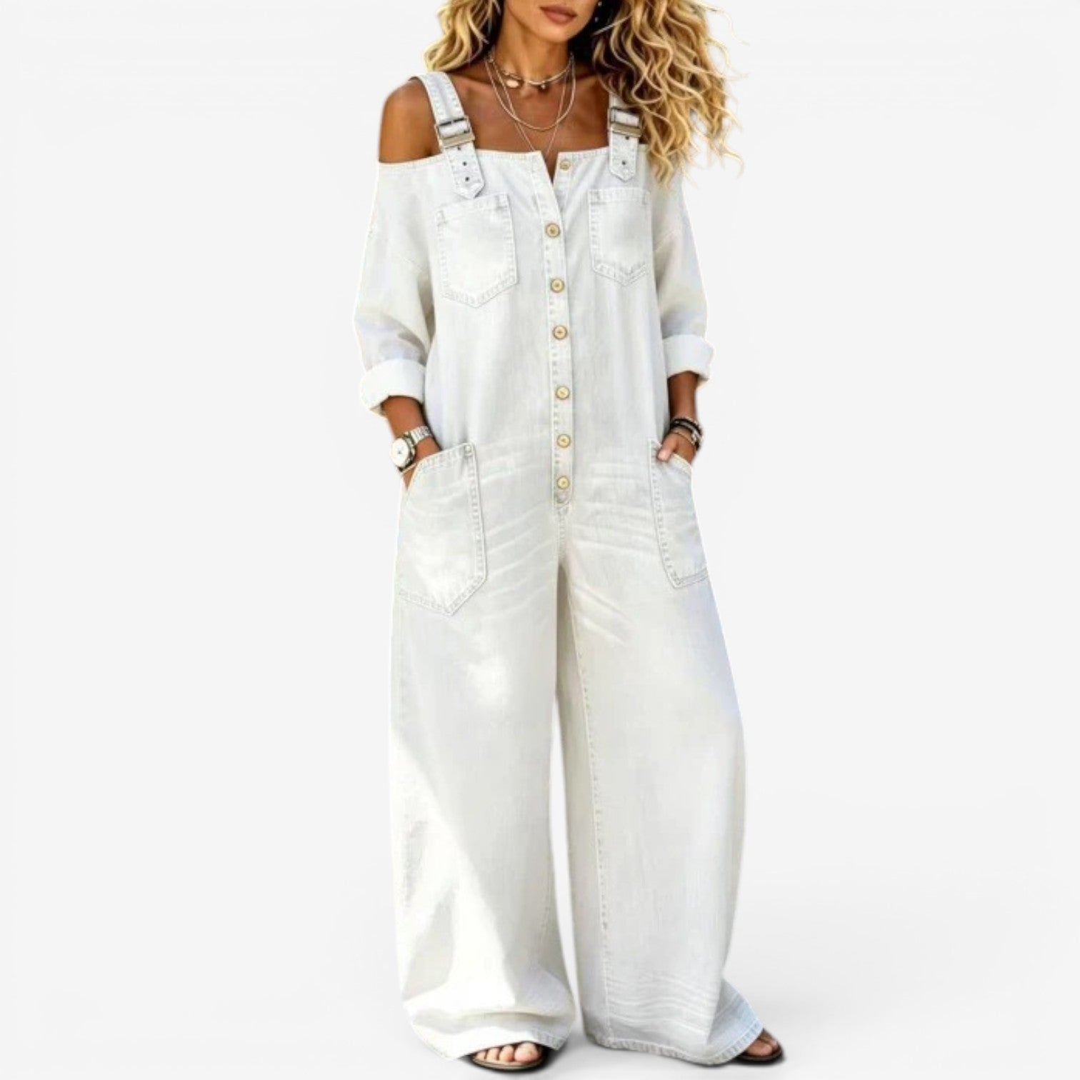 Lianne™ Denim‑overall med bare skuldre